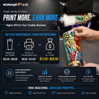 Printer Silinder UV Kingjet Full Color CMYKWV dengan Efek Emboss, Printer Rotary Digital untuk Cangkir, Mug, dan Tumbler