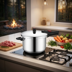 Casserole à pression en acier inoxydable <span class=keywords><strong>pas</strong></span> chère en gros avec surface antiadhésive, 3-10L, CE UL pour cuisinière à gaz et à induction OEM ODM - Product Image 2