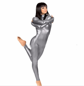 Costume complet pour femmes Costume Spandex Danse <span class=keywords><strong>Ballet</strong></span> Gymnastique Catsuit Adulte Noir À Manches Longues Brillant Métallique Unitard - Product Image 6