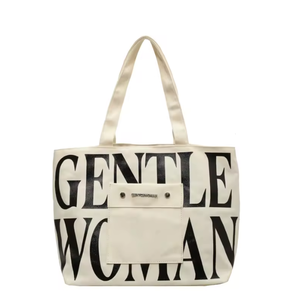 Bolsa de lona de gran capacidad y nueva bandolera con bloques de color y estampado de letras, bolso de compras suave y portátil para mujer - Product Image 4