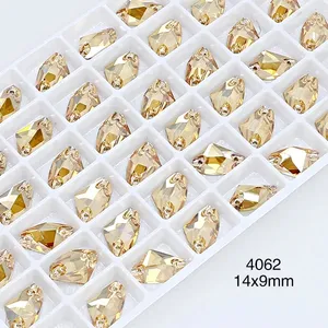 Diamantes de imitación Flatback de forma mixta, cristal cosido, venta al por mayor, cuentas de piedra de cristal sin plomo para accesorios de costura de prendas