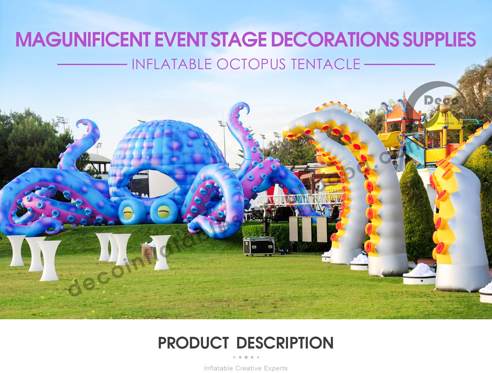 Pulpo inflable gigante con luces LED, animales marinos