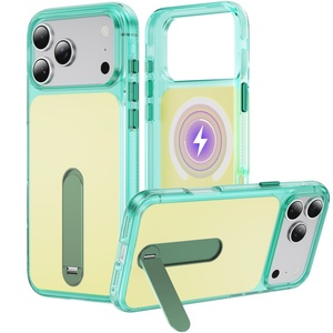 เคสโทรศัพท์มือถือแม่เหล็กแบบด้านรุ่นใหม่สำหรับ iPhone 17 15 Pro Max 16 Plus 17 Air พร้อมระบบปิดฝาหลังแบบซ่อน 360 องศา °   ฝาครอบป้องกันด้านหลังแบบ Strip Stand - Product Image 1