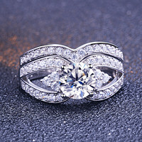 Lot de 3 bagues de mariage en argent Zircon pour femmes, ensemble de bijoux à la mode, Micro Set, 925