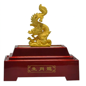 Nouvel an chinois personnalisé 2024 mascotte 24K or Dragon Statue métal artisanat Figurine décor à la maison douze zodiaque chinois - Product Image 1