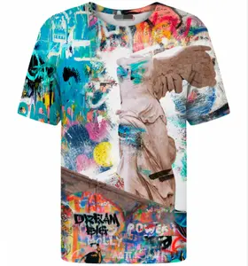 Graphic Customization Graffiti T-shirts Mens Hipster Hip-Hop Urban Tees NYC Street Fashion Graffiti Animation Print T-Shirt POD