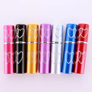 Colorful Frosted Travel Aluminum Perfume Spray Bottle Atomizer 10ml With Heart Carving