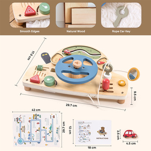 Volant en bois pour enfants, planche d'activités, jouets éducatifs pour développer les compétences de base, jouets de voyage pour activités éducatives des tout-petits - Grande <span class=keywords><strong>Vente</strong></span> - Product Image 5