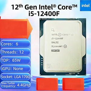 Pour processeur <span class=keywords><strong>Intel</strong></span> <span class=keywords><strong>Core</strong></span> <span class=keywords><strong>I5</strong></span>-<span class=keywords><strong>12400F</strong></span> 2,50 GHz 6 cœurs 12 threads LGA1700 Unité de traitement pour ordinateur de bureau sans carte graphique - Product Image 2