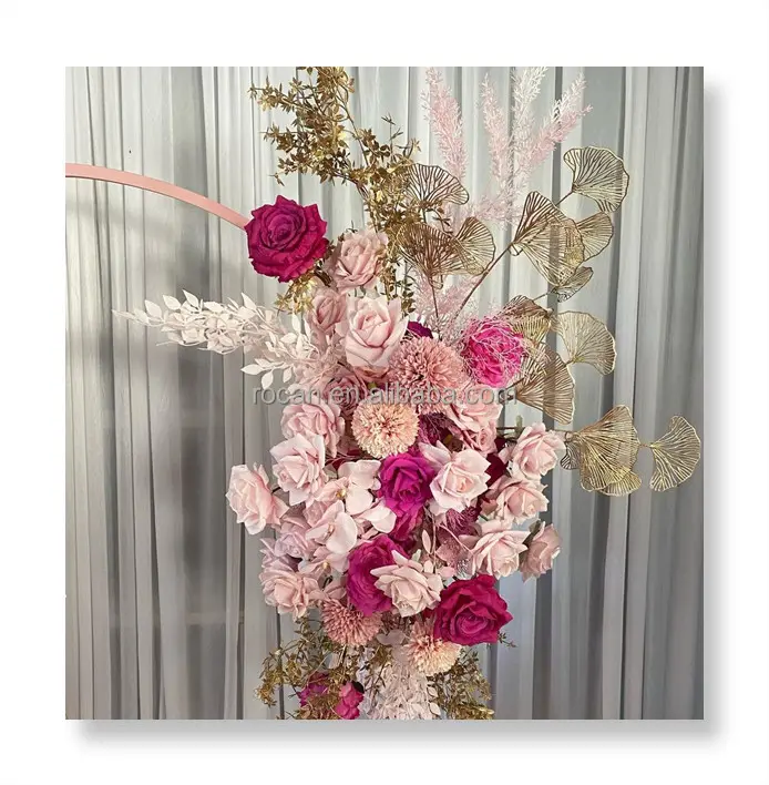 Centrotavola per composizioni floreali per matrimoni rosa rossa bianca greeny flower ball garland arch decorativo flower Runner Row ghirlanda floreale