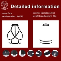 Harness Tubuh Wanita Model Choker dengan Banyak Cincin O, Harness Bertali Model Cage yang Dapat Disesuaikan, Aksesori Pakaian untuk Festival Rave dan Klub