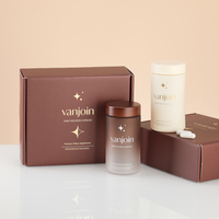 Nouvel ensemble de boîtes de rangement pour gommes vitaminées, boîte artisanale ronde de 180 ml, flacon en verre à large ouverture avec couvercle à vis, et boîte d'expédition carrée