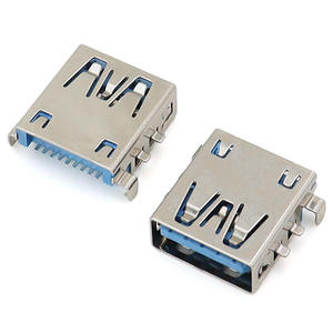 Connecteur USB 3.0 AF femelle, plaque de montage à 90 degrés, cœur en caoutchouc bleu 2.2, bord droit, embout plat, prise USB femelle - Product Image 2