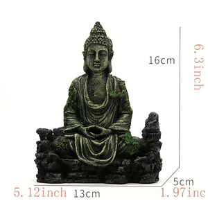 Estátua Serena de Buda para Aquários TGA33, Abrigo Durável de Resina para Peixes e Camarões, Perfeito para Todos os Tamanhos de Tanques, Decoração Paisagística - Product Image 2