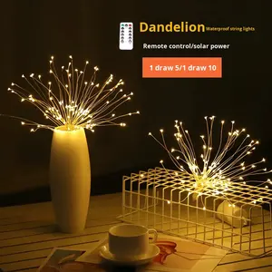 أضواء الألعاب النارية الشمسية المتفجرة، زينة عيد الميلاد، إضاءة للحدائق والساحات، إضاءة جو للتخييم، سلسلة أضواء نجمية ملونة مع جهاز تحكم عن بعد - Product Image 2