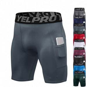 Pantalones Cortos de Compresión de Secado Rápido para Hombre, Lisos, Ecológicos, Transpirables, de Poliéster y Spandex, con Bolsillo, para Gimnasio y Fitness - Product Image 1