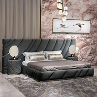 Lit moderne italien minimaliste en cuir souple pour appartement, chambre principale, lit double, meubles de maison