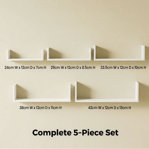 <b>Wall</b>-Mounted <b>Storage</b> Rack 5-Piece Set Rectangle Shelf Organizer For Bedroom Study Decorative <b>Storage</b> Solution - Product Image 3