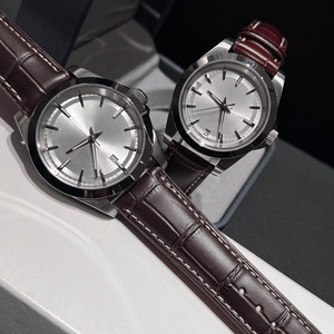 Ensemble de montres pour couple avec cadran marron soleil et bracelet en cuir pour homme et femme Longinesing - Product Image 2