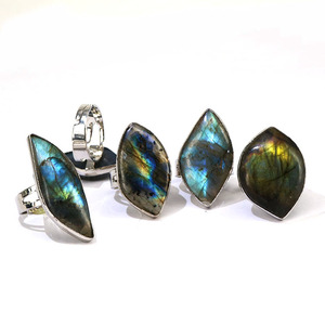 RG1086 Wholesale Natural Gemstone <strong>Rings</strong>,Silver Natural Blue Fire Flashy Freeform <strong>Labradorite</strong> <strong>Rings</strong> - Product Image 2