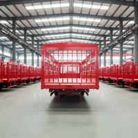 Nouvelle semi-remorque JINFENG 2/3/4 essieux 30-80 tonnes en acier pour le transport de bétail, de canne à sucre, avec barrière rabattable et suspension pneumatique, robuste
