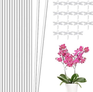 Supports de plantes en acrylique pour jardin, pinces libellules pour orchidées, pour usage intérieur/extérieur, 16 pouces, design moderne, personnalisable - Product Image 2
