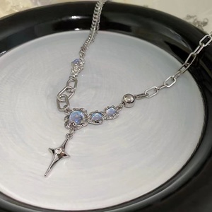 Collar <span class=keywords><strong>de</strong></span> <span class=keywords><strong>piedra</strong></span> lunar <span class=keywords><strong>de</strong></span> doble capa con incrustaciones <span class=keywords><strong>de</strong></span> circonita y colgante <span class=keywords><strong>de</strong></span> cruz, cadena <span class=keywords><strong>para</strong></span> clavícula, joyería <span class=keywords><strong>para</strong></span> mujer - Product Image 2