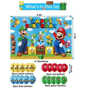 Banner de Fondo de <span class=keywords><strong>Mario</strong></span> para Cumpleaños Infantil, Adorno para Pastel, Globos, Suministros para Fiesta de Cumpleaños de <span class=keywords><strong>Mario</strong></span> <span class=keywords><strong>Bros</strong></span>, Recuerdos y Decoraciones K0113 - Product Image 3