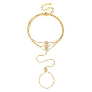 Pulsera <span class=keywords><strong>de</strong></span> Cadena para el Dedo con Trébol <span class=keywords><strong>de</strong></span> Tres Capas <span class=keywords><strong>de</strong></span> <span class=keywords><strong>Acero</strong></span> <span class=keywords><strong>Inoxidable</strong></span> Chapado en Oro PVD <span class=keywords><strong>de</strong></span> 18k con Zirconia, Joyería Impermeable <span class=keywords><strong>de</strong></span> Moda - Product Image 5