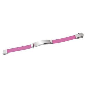 Braccialetto Trendy in EVA Rosa con Accento in Acciaio, Bracciali alla Moda - Product Image 2