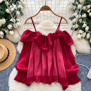 Haut ample sans bretelles à col halter pour femme, nouvelle chemise à manches longues tendance - Product Image 4