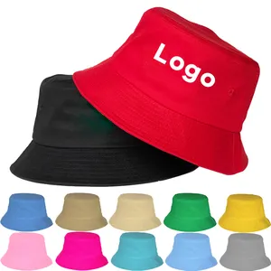 Vente en gros couleur coton personnalisé unisexe avec votre propre conception logo imprimé broderie chapeaux seau de pêcheur