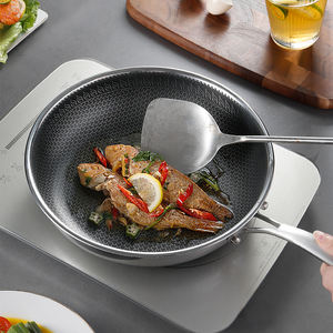 Poêle à frire antiadhésive en nid d'abeille épaissie à trois couches en acier inoxydable 316 à bordure croisée - Product Image 6