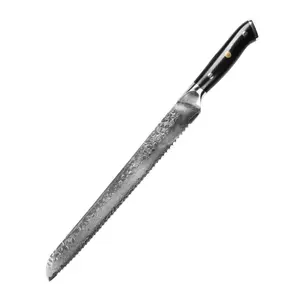 Damascus Steel 12 Inch Bread Knife Baking Knife Kitchen Cutting Tool For Cake Carving Blade Serrated Kitchen Knife