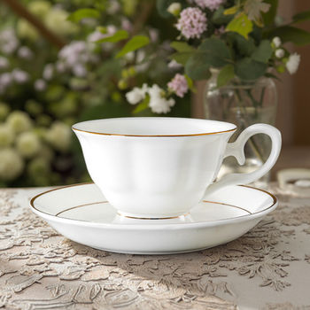 200ml English Bone China Tea Cups Traditional British Tea Set Gold and White Teacups for Royal Tea Party