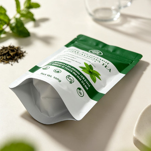 Customized Mylar <b>Bag</b> Resealable Stand-Up Pouches For 100g Spearmint Tea Leaf Packaging - Product Image 2