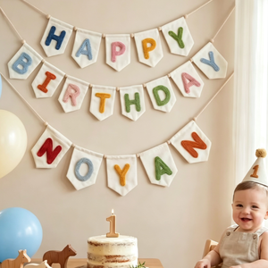 Guirlande de fanions décorative pour fête d'<span class=keywords><strong>anniversaire</strong></span>, bannière tricotée à la main « Joyeux <span class=keywords><strong>Anniversaire</strong></span> », <span class=keywords><strong>toile</strong></span> lumineuse sécurisée - Product Image 1