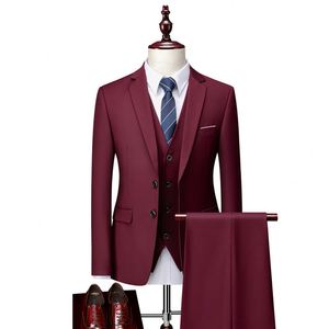 <span class=keywords><strong>Costume</strong></span> <span class=keywords><strong>de</strong></span> mariage 3 pièces pour homme – Nouvelle collection, coupe ajustée, couleur unie, grandes tailles, idéal pour le bureau et les affaires - Product Image 6