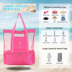 Nueva Bolsa de Playa Plegable de Malla, Bolsa de Almacenamiento para Viajes, Bolsa de Almacenamiento para Exteriores con Asa - Product Image 4