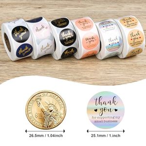Autocollants d'emballage pour petites entreprises, 6 rouleaux, 500 pièces par rouleau, étiquettes autocollantes de 1 pouce pour enveloppes, sacs cadeaux - Product Image 2