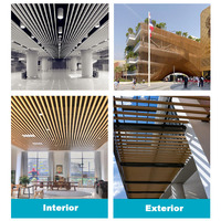 Plafond suspendu en aluminium à grain de bois en forme de U, design moderne de bande de centre commercial, insonorisé pour la décoration