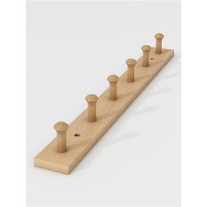 Perchero de pared de madera maciza con 6 ganchos para guardar ropa detrás de la puerta o en la pared, instalación adhesiva sin taladrar - Product Image 2