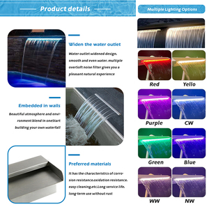 304/316 jardin fontaine décoration douche extérieure rvb Led couleur <span class=keywords><strong>piscine</strong></span> eau chute acier inoxydable <span class=keywords><strong>piscine</strong></span> cascade déversoir - Product Image 5