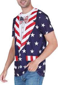 Fitspi Hombres Bandera americana Gráfico Manga corta 4 de Julio Camiseta Venta al por mayor - Product Image 3