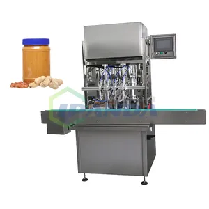 Peanut Butter Jar Automatic 2/4 Heads Piston Pump Filling Pressing Capping Plugging Production Machine