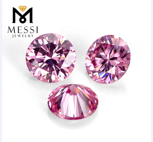 Messi <strong>Gems</strong> Wholesale Price Loose Gemstone Manufacture <strong>Machine</strong> <strong>Cut</strong> Color Play or Fire 0.5 Carat 1 Carat Round Pink Moissanite - Product Image 1
