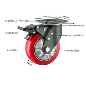 4 5 <span class=keywords><strong>6</strong></span> 8 inç kırmızı pu alüminyum çekirdek tekeri endüstriyel tekerlek ağır sanayi sarhoş tekerlek - Product Image 5