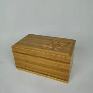 Rose Carved Bamboo Funeral Cremation Urn