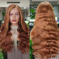 Perruque frontale en dentelle 13x4, cheveux humains brésiliens vierges, ondulés, pré-stylisés, blond balayage sur cheveux brun clair, 14-30 pouces
