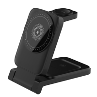 Support de charge magnétique sans fil 15W 3-en-1 pliable et fin avec Type-C pour téléphone, montre et écouteurs, et support flottant pour montre